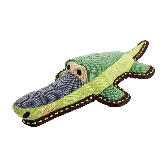 Główne zdjęcie produktu Krokodýl, 30 cm, robustní aport pro psy, HIPHOP DOG, tkaná látka, zelená/šedá