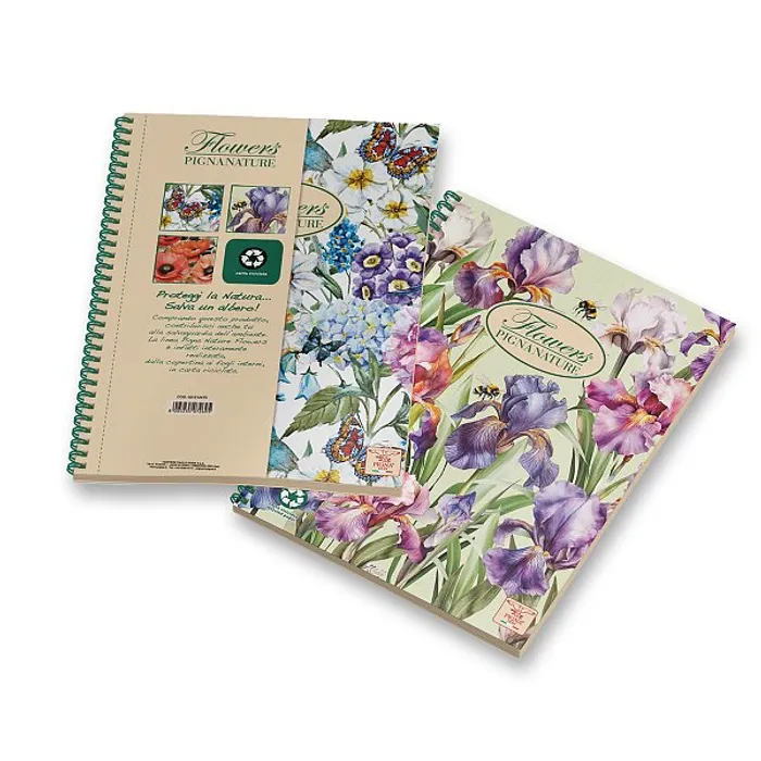 Główne zdjęcie produktu Kroužkový blok Pigna Nature Flowers A4, čtverečkovaný, 135 listů, mix motivů