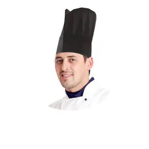 Czapka kucharska papierowa, czarna 23 cm [10 szt.]