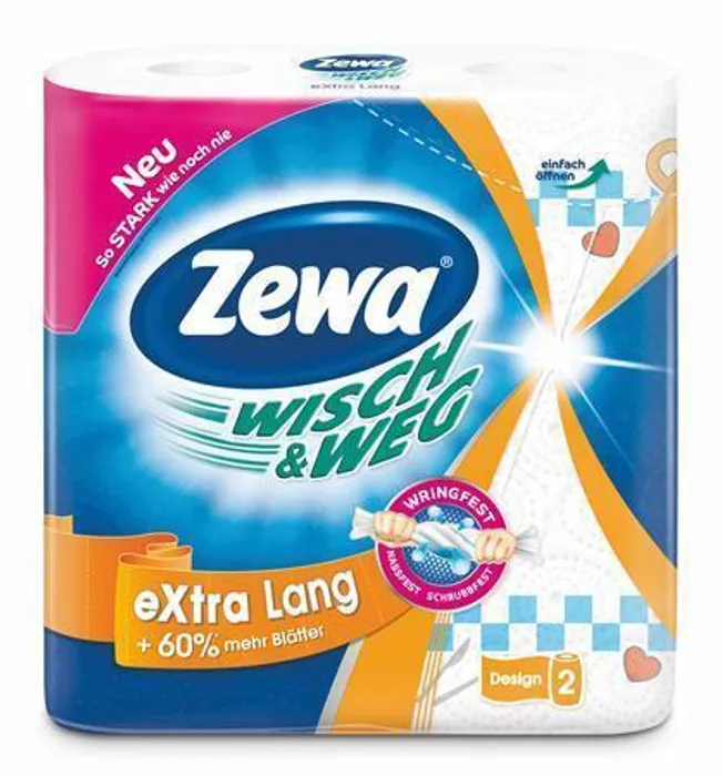Główne zdjęcie produktu Kuchyňské utěrky "Wisch&Weg extra lang", 2vrstvé, 2 role, ZEWA