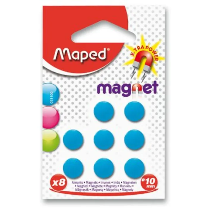 Główne zdjęcie produktu Kulaté magnety Maped - průměr 10 mm - 8 ks, mix barev