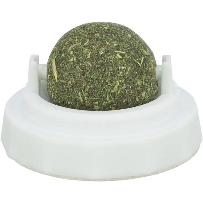 Główne zdjęcie produktu Kulička Catnipu v samolepícím držáku, 5 cm, bílá/zelená