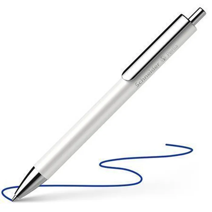 Główne zdjęcie produktu Kuličkové pero "Perlia", bílá, 0,5 mm, stiskací mechanismus, modrý inkoust, SCHNEIDER