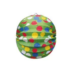 Lampion papierowy kulisty Party zielony średnica 24cm [1 szt]