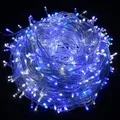 LED osvětlení, řetěz, 10m, 220-240 V (50-60Hz), 6W, modrá, transparentní kabel, 30000h, 1