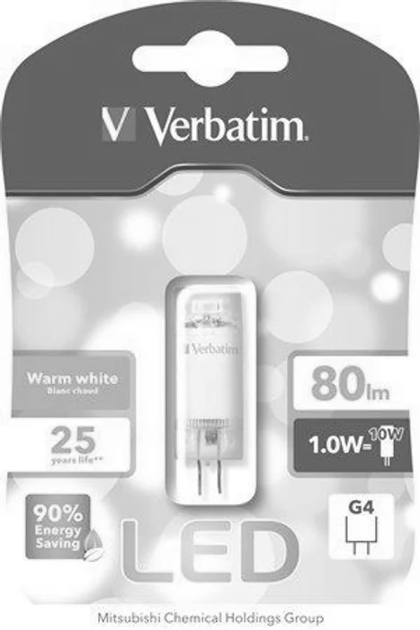 Główne zdjęcie produktu LED žárovka, teplá bílá, blister, G4 patice, 80lm, 1W, 2700K, VERBATIM