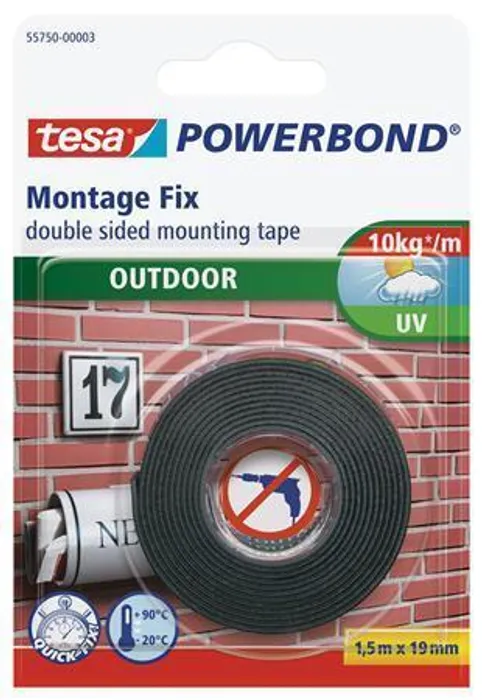 Główne zdjęcie produktu Lepicí páska "Powerbond 55750", oboustranná, pro exteríer, 19 mm x 1,5m, TESA