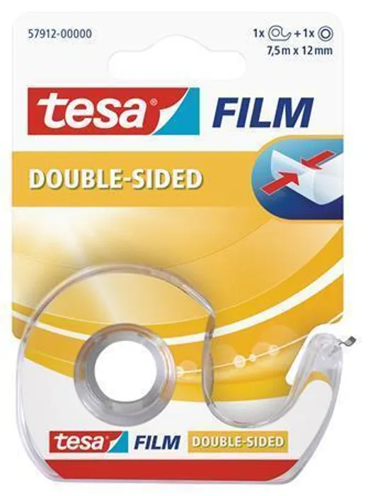 Główne zdjęcie produktu Lepicí páska "Tesafilm 57912", oboustranná, s odvíječem, 12 mm x 7,5 m, TESA