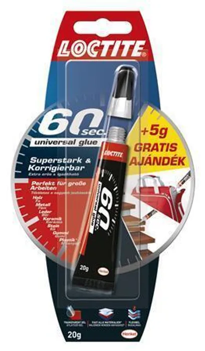 Główne zdjęcie produktu Lepidlo "Loctite 60 sec.", 20 g, univerzální, HENKEL