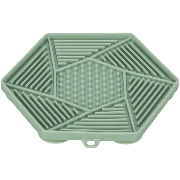 Główne zdjęcie produktu Lick´n´Snack HEXAGON s přísavkami - podložka k pomalému krmení, 17 cm, TPR/plast, zelená