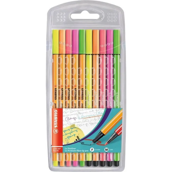 Główne zdjęcie produktu Liner STABILO point 88 & Pen 68 NEON - 10 ks sada