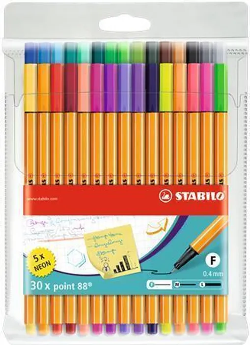 Główne zdjęcie produktu Linery "Point 88", sada, 25 + 5 různých barev, 0,4 mm, STABILO