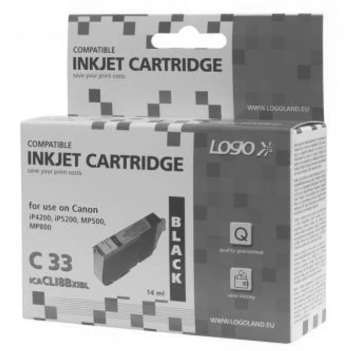 Główne zdjęcie produktu Logo kompatibilní ink s CLI8BK, black, 14ml, s čipem, pro Canon iP4200, iP5200, iP5200R,