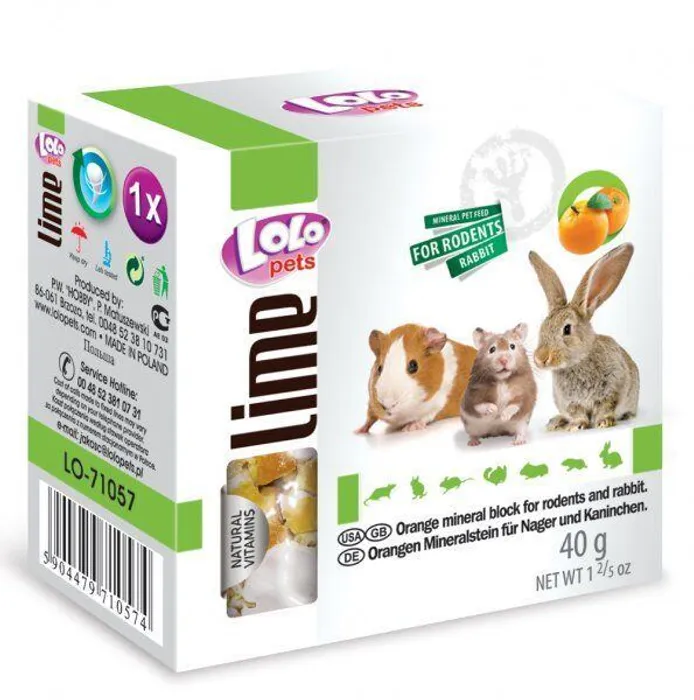 Główne zdjęcie produktu LOLO pomerančový minerální kámen pro hlodavce 40 g
