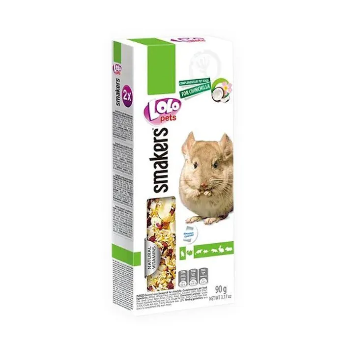 Główne zdjęcie produktu LOLO SMAKERS 2 klasy kokos a lístky růže pro činčily 90 g