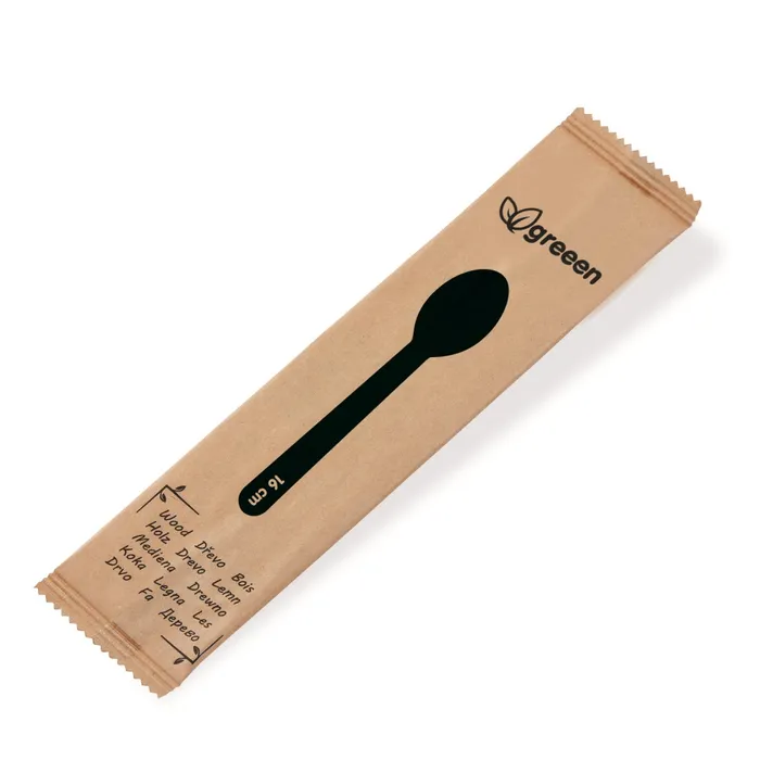 Główne zdjęcie produktu Lžíce dřevěná 16cm jednotlivě balená [100 ks]