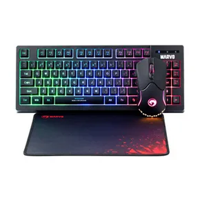 Marvo CM310 EN, RGB zestaw klawiatura + mysz i podkładka dla graczy, US, do gry, membranowa rodzaj przewodowa (USB), czarna, podśw