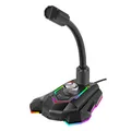 Marvo, do gry mikrofon, MIC-05, regulacja głosności, czarny, Rainbow LED, uchwyt na telefon