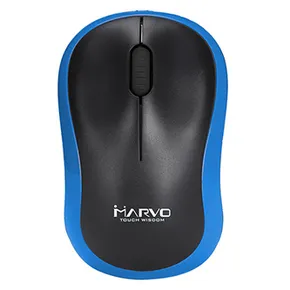 Marvo Mysz DWM100BL, 1000DPI, 2.4 [GHz], optyczna, 3kl., bezprzewodowa, czarno-niebieski, 1 szt AAA, biurowy
