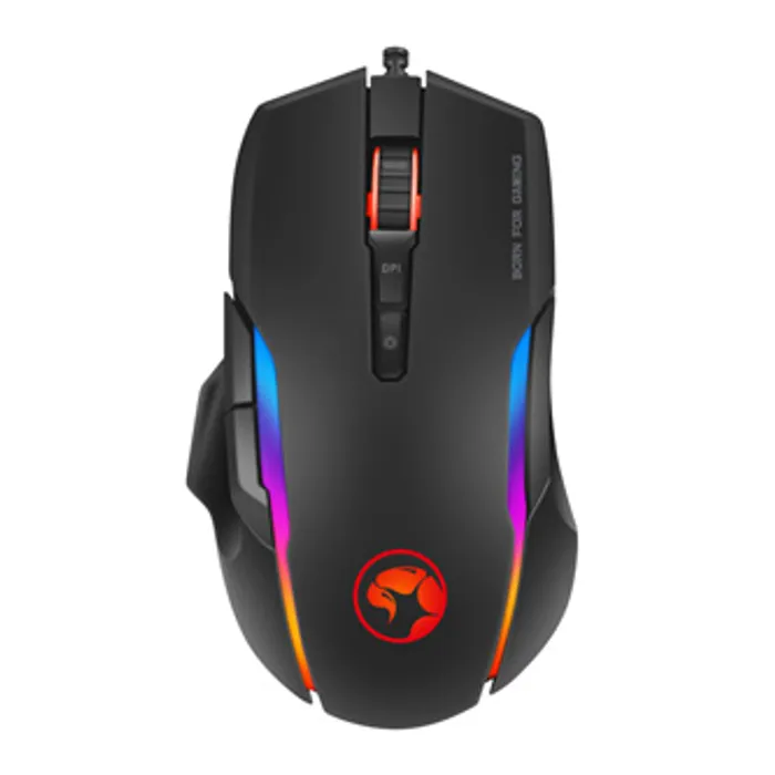 Główne zdjęcie produktu Marvo Myš G945, 10000DPI, optika, 9tl., 1 kolečko, drátová USB, černá, herní, RGB podsvíc