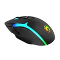 Marvo Mysz M729W, 4800DPI, 2.4 [GHz], optyczna, 7kl., bezprzewodowa, czarna, 1 szt wbudowany akumulator, do gry, podświetlona