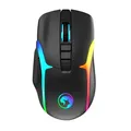 Marvo Mysz M729W, 4800DPI, 2.4 [GHz], optyczna, 7kl., bezprzewodowa, czarna, 1 szt wbudowany akumulator, do gry, podświetlona