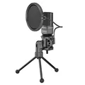 Marvo, do streamowania mikrofon, MIC-03, bez regulacji głośności, czarny, ze statywem obracanym o 270 &deg*