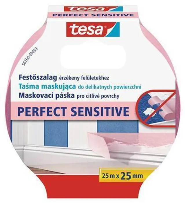 Główne zdjęcie produktu Maskovací páska na tapety "Perfect Sensitive 56260", 25 mm x 25 m, TESA