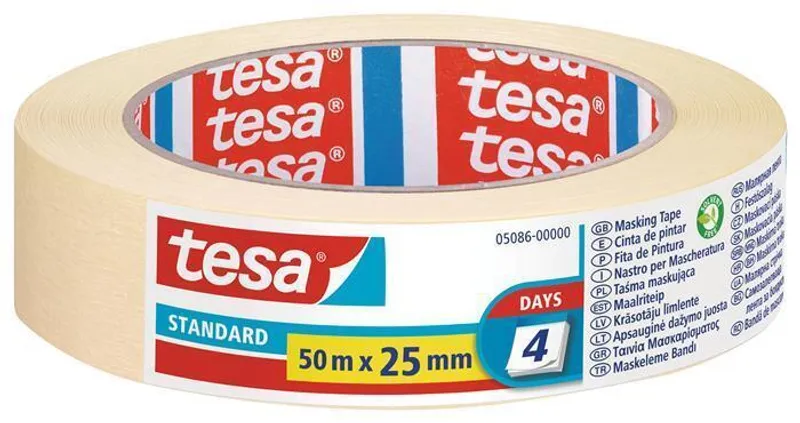 Główne zdjęcie produktu Maskovací páska "Standard 5086", 25 mm x 50 m, TESA