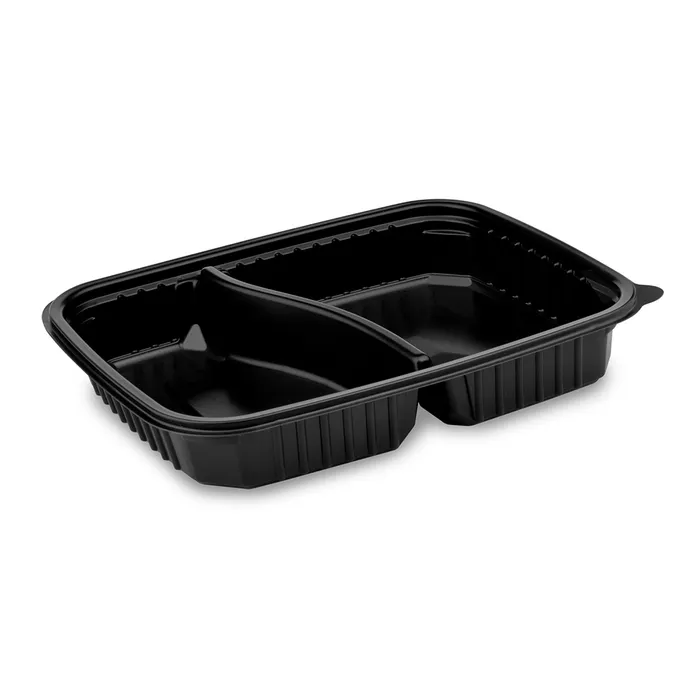 Główne zdjęcie produktu Menu mísa 2dílná černá do mikrovl. trouby 1200 ml, L 25x18,5 x 4 cm (PP) [50 ks]
