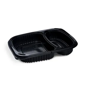 Pojemnik do dań gotowych (PP) ECONOMY 2-dzielny czarny 240 x 210 x 40 mm 1100ml [100 szt]