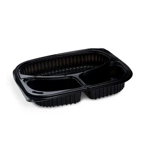 Pojemnik do dań gotowych (PP) ECONOMY 3-dzielny czarny 240 x 210 x 40 mm 1000ml [100 szt]