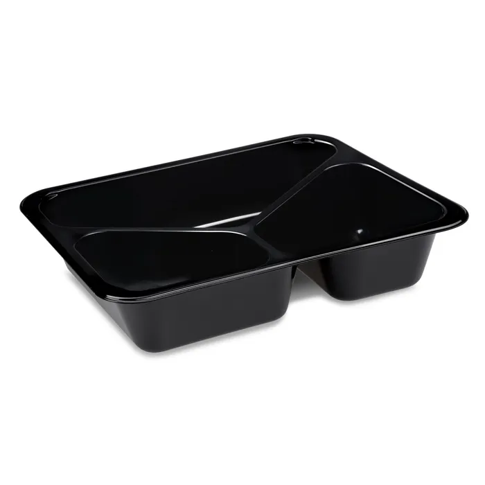 Główne zdjęcie produktu Menu mísa (PP) 3dílná 227 x 178 x 49 mm, černá extra silná [50 ks] - zatavovací