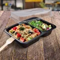 Następne zdjęcie produktu Pojemnik (PP) Reware Lunch wielokrotnego użytku 2-dzielny czarny 227 x 178 x 49 mm [20 szt]