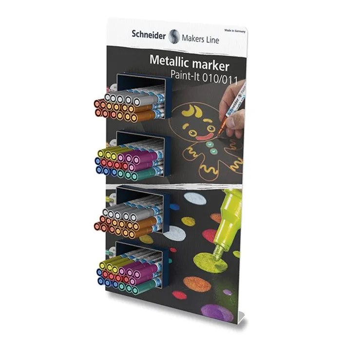 Główne zdjęcie produktu Metalický popisovač Schneider Paint-It 010/011 stojánek, 70 ks