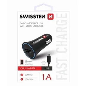 Ładowarka samochodowa SWISSTEN 5W, 1 port, USB-A, kabel microUSB