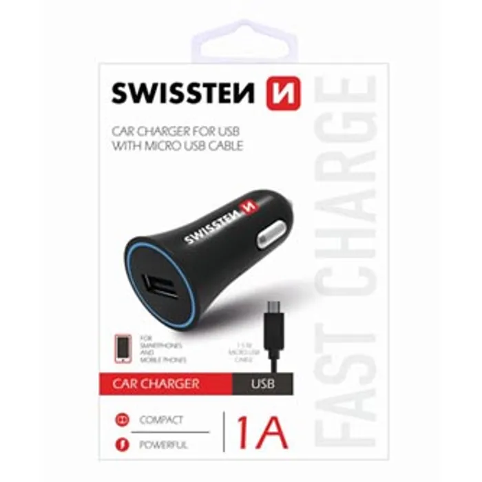 Główne zdjęcie produktu Micro USB auto nabíječka, 12V, 5V, 1000mA, nabíjení mobilních telefonů a GPS, černá, odpo