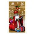 Worek Świętego Mikołaja PP 20x37 cm - Święty Mikołaj z prezentami (złoty)
