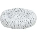 Okrągłe pluszowe łóżko MILA, biało-szare, 50 cm