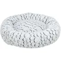 Okrągłe pluszowe łóżko MILA, biało-szare, 50 cm