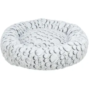 Okrągłe pluszowe łóżko MILA, biało-szare, 50 cm