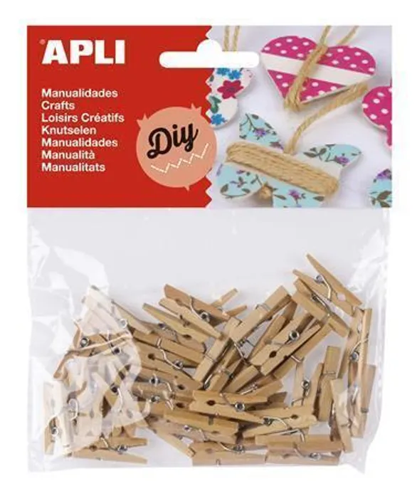 Główne zdjęcie produktu Mini kolíčky, dřevěné, přírodní, APLI
