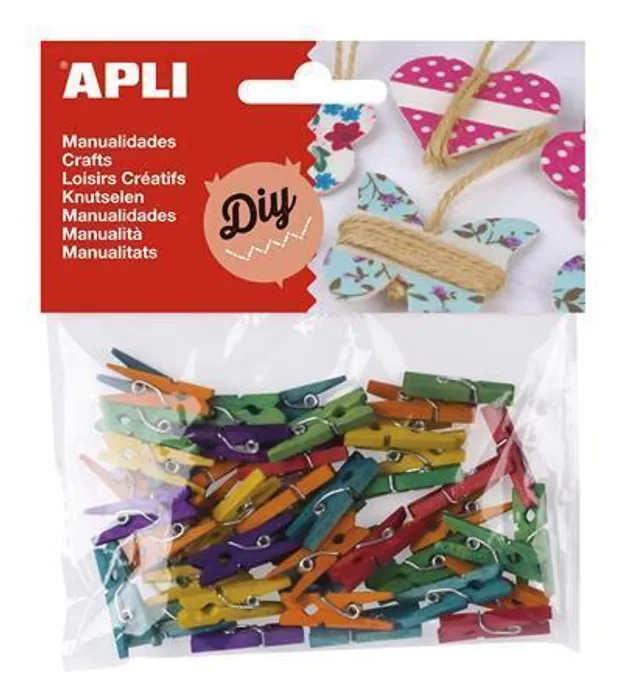 Główne zdjęcie produktu Mini kolíčky, dřevěné, různé barvy, APLI