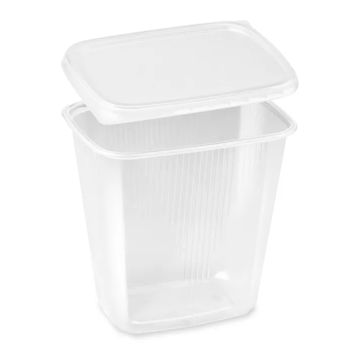 Główne zdjęcie produktu Miska hranatá průhledná 500 ml + víčko (PP) [2 x 250 ks]