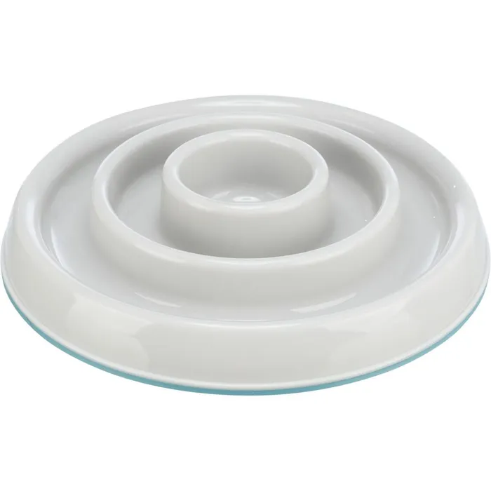 Główne zdjęcie produktu Miska k pomalému krmení, design kruhy, 0,45 l/o 23 cm, plast/TPR, šedá