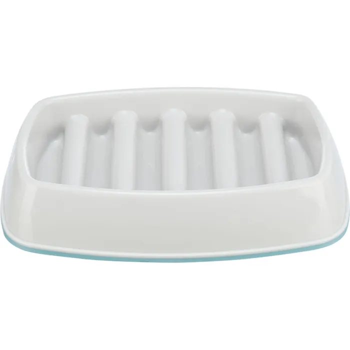 Główne zdjęcie produktu Miska k pomalému krmení, design mříž, 0,25l/21 ×14 cm, plast/TPR, šedá