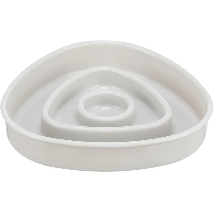 Główne zdjęcie produktu Miska k pomalému krmení, design triangl, 0,35l/15 ×15 cm, plast/TPR, šedá