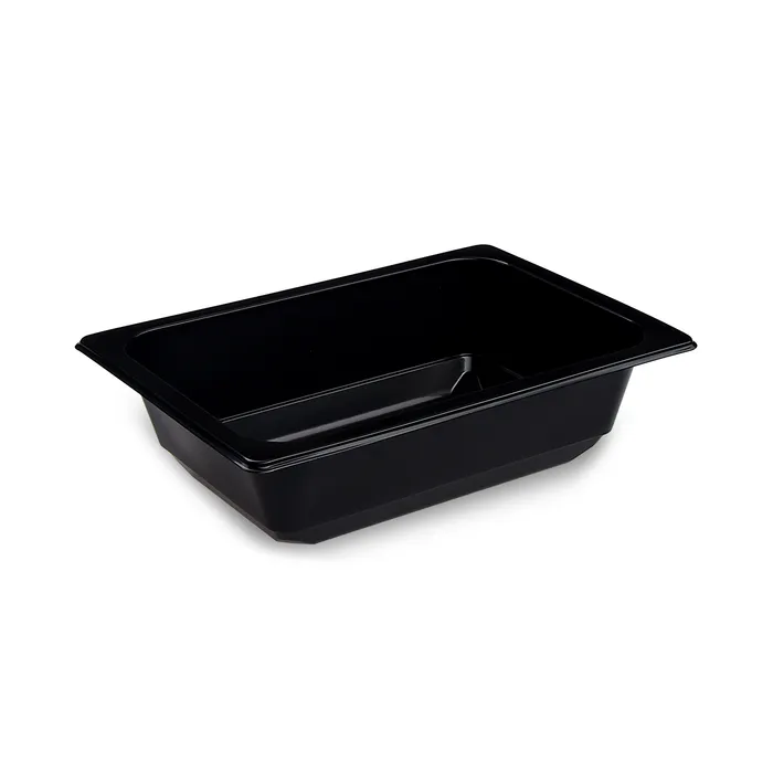 Główne zdjęcie produktu Miska na polévku (PP) hranatá černá 178 x 127 x 50 mm 600ml [100 ks] - zatavovací