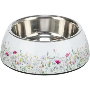 Miska ze stali nierdzewnej z wzorem kwiatowym, wyjmowana, 0,45 l / ø 18 cm, biała / wielobarwna