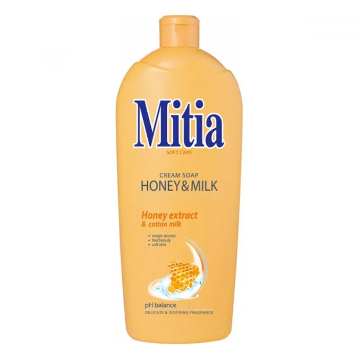 Główne zdjęcie produktu Mitia Honey & Milk tekuté mýdlo s medovými extrakty náhradní náplň 1 l